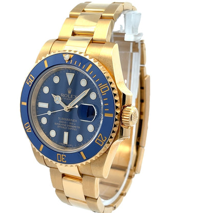Rolex Submariner 40MM Yellow Gold Blue Ceramic Bezel Blue Dial 116618LB - Beverly Hills Watch Company