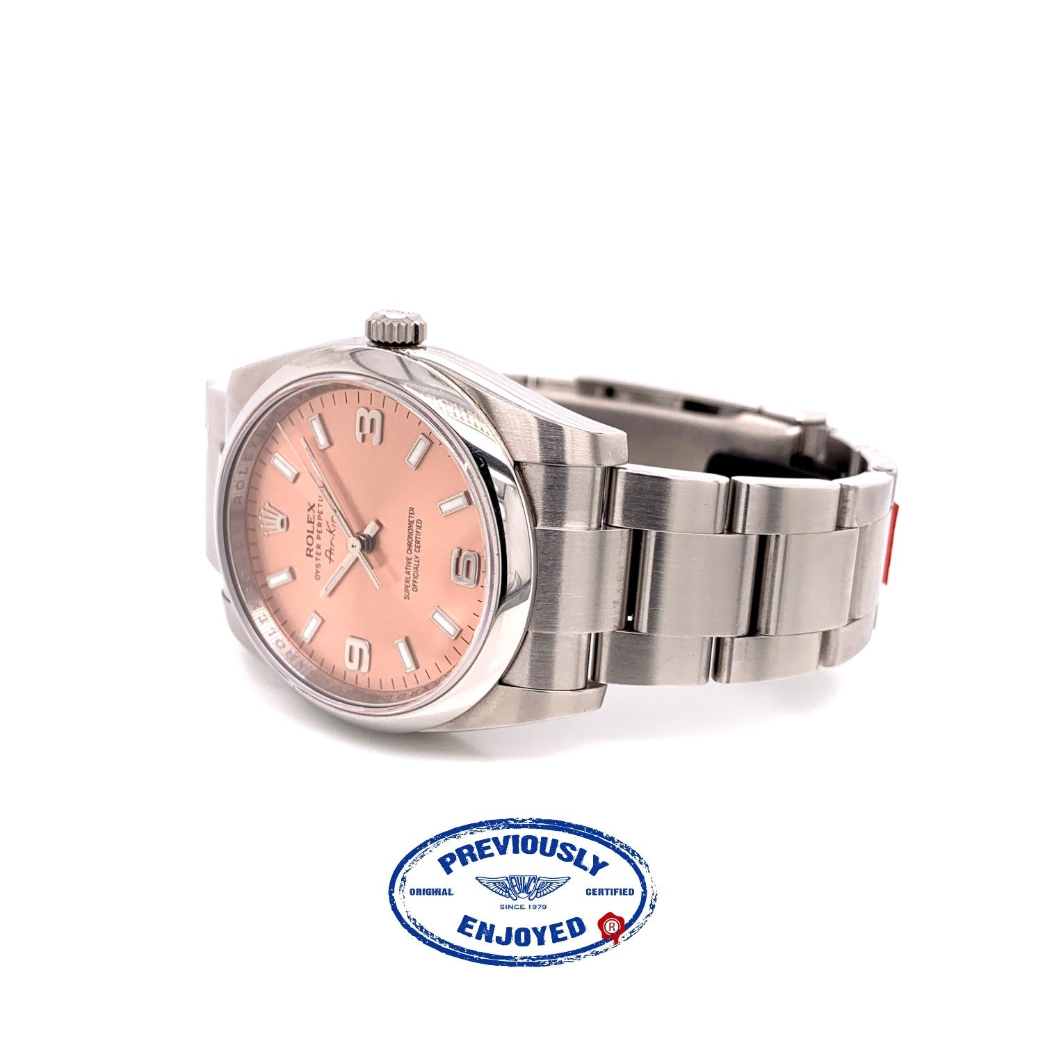 Rolex Air King 34mm Stainless Steel Pink Dial 114200 DY37QM - Beverly Hills Watch Company