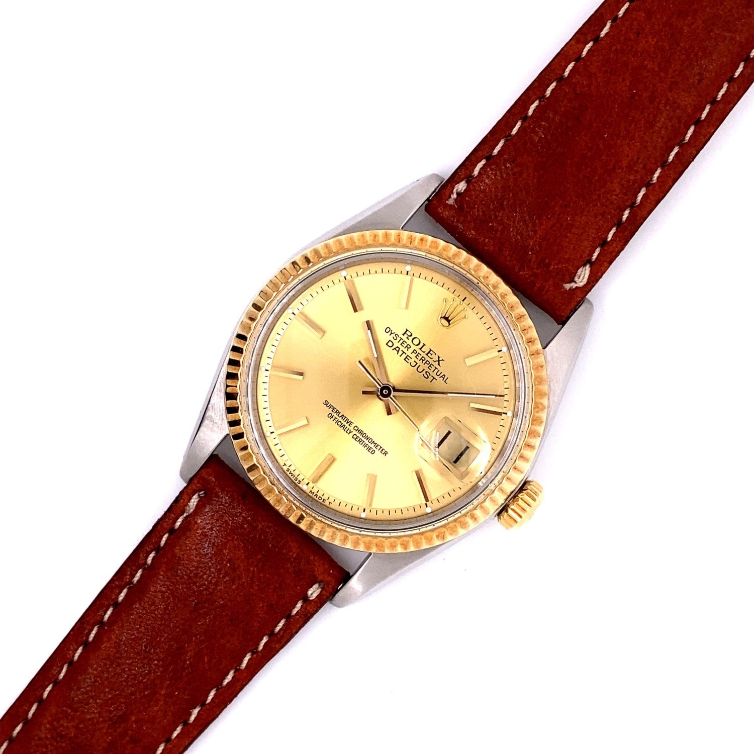 Rolex DateJust 36mm 18K Yellow Gold and Stainless Steel Vintage 1601 E3SWTT - Beverly Hills Watch Company