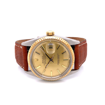 Rolex DateJust 36mm 18K Yellow Gold and Stainless Steel Vintage 1601 E3SWTT - Beverly Hills Watch Company