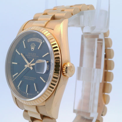 Rolex 36mm Day-Date President Yellow Gold Blue Index Dial 18238 - Beverly Hills Watch CompanyRolex 36mm Day-Date President Yellow Gold Blue Index Dial 18238 - Beverly Hills Watch Company