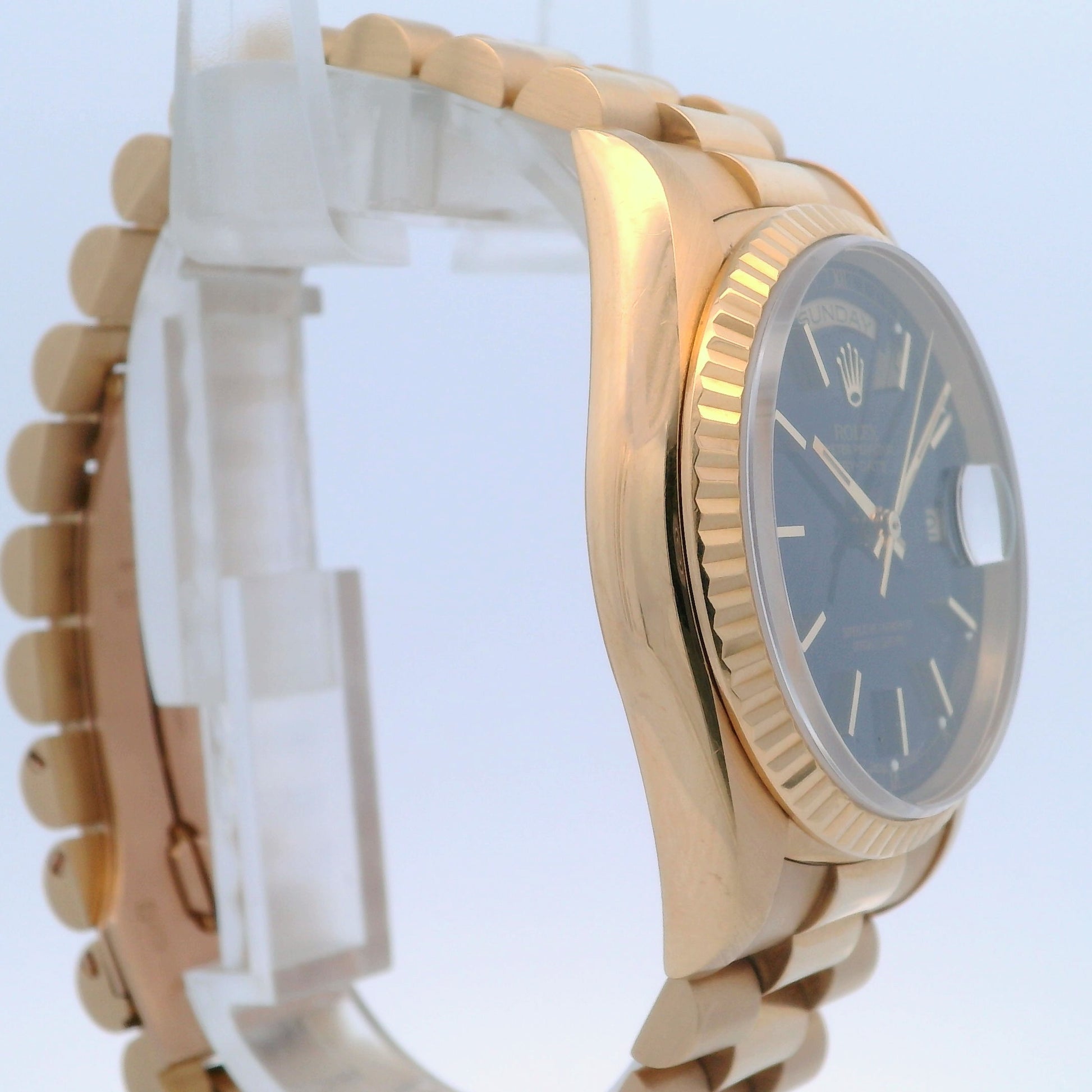 Rolex 36mm Day-Date President Yellow Gold Blue Index Dial 18238 - Beverly Hills Watch Company