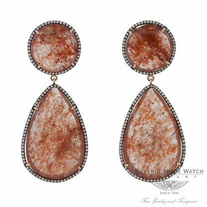 Red Agate Sliver 14k Rose Gold Diamond Earrings 2PCPS2 - Beverly Hills Jewelry Store