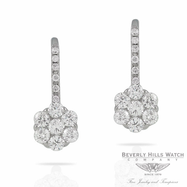 Naira & C Diamond White Gold Rosette Earrings HD04KD - Beverly Hills Jewelry Store