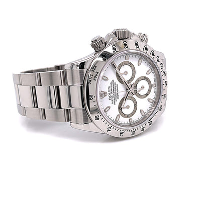 Rolex Daytona Stainless Steel Oyster Bracelet White Dial 116520 - Beverly Hills Watch Company