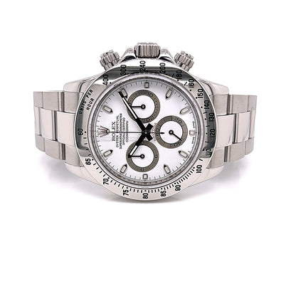 Rolex Daytona Stainless Steel Oyster Bracelet White Dial 116520 - Beverly Hills Watch Company