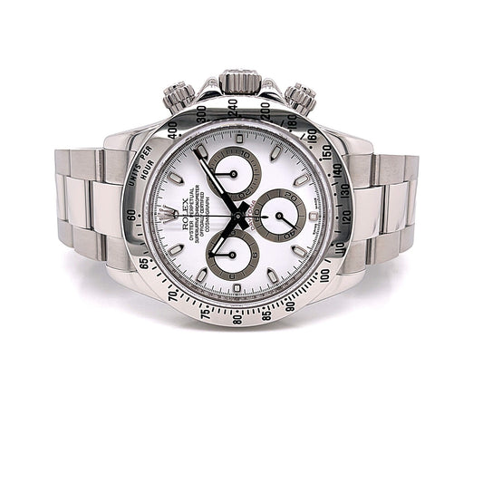 Rolex Daytona Stainless Steel Oyster Bracelet White Dial 116520 - Beverly Hills Watch Company