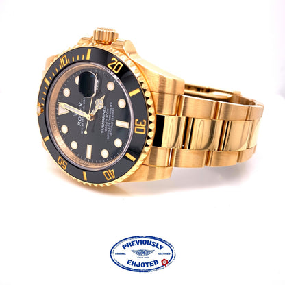 Rolex Submariner Yellow Gold Black Dial Ceramic Bezel 116618LB EPFJH9 - Beverly Hills Watch Company
