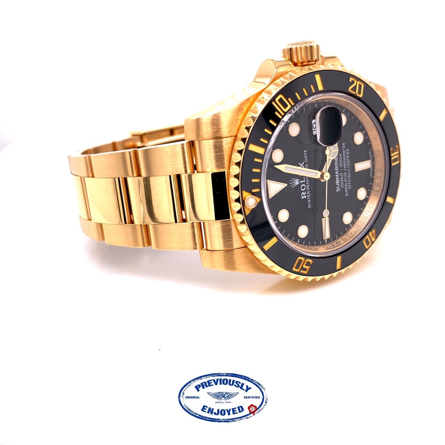 Rolex Submariner Yellow Gold Black Dial Ceramic Bezel 116618LB EPFJH9 - Beverly Hills Watch Company