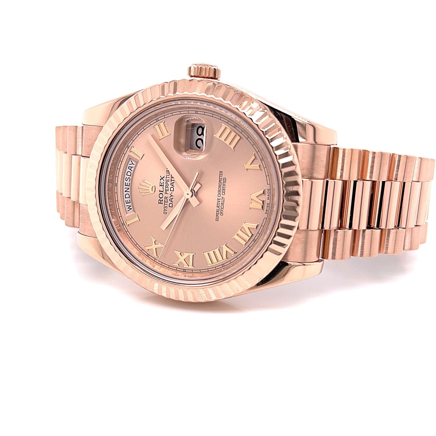 Rolex Day Date II 41mm Rose Gold President Pink Roman 218235 - Beverly Hills Watch Company