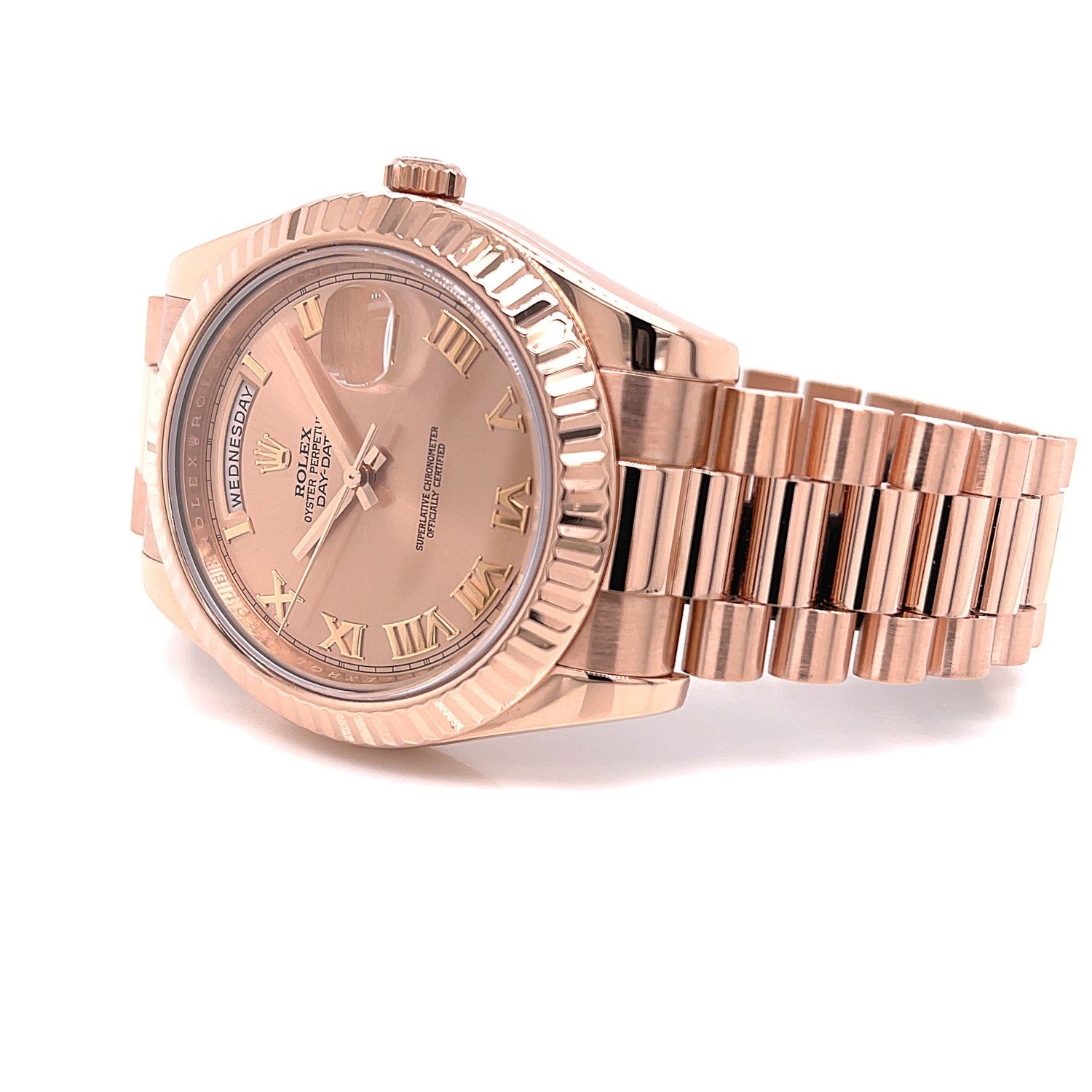 Rolex Day Date II 41mm Rose Gold President Pink Roman 218235 - Beverly Hills Watch Company