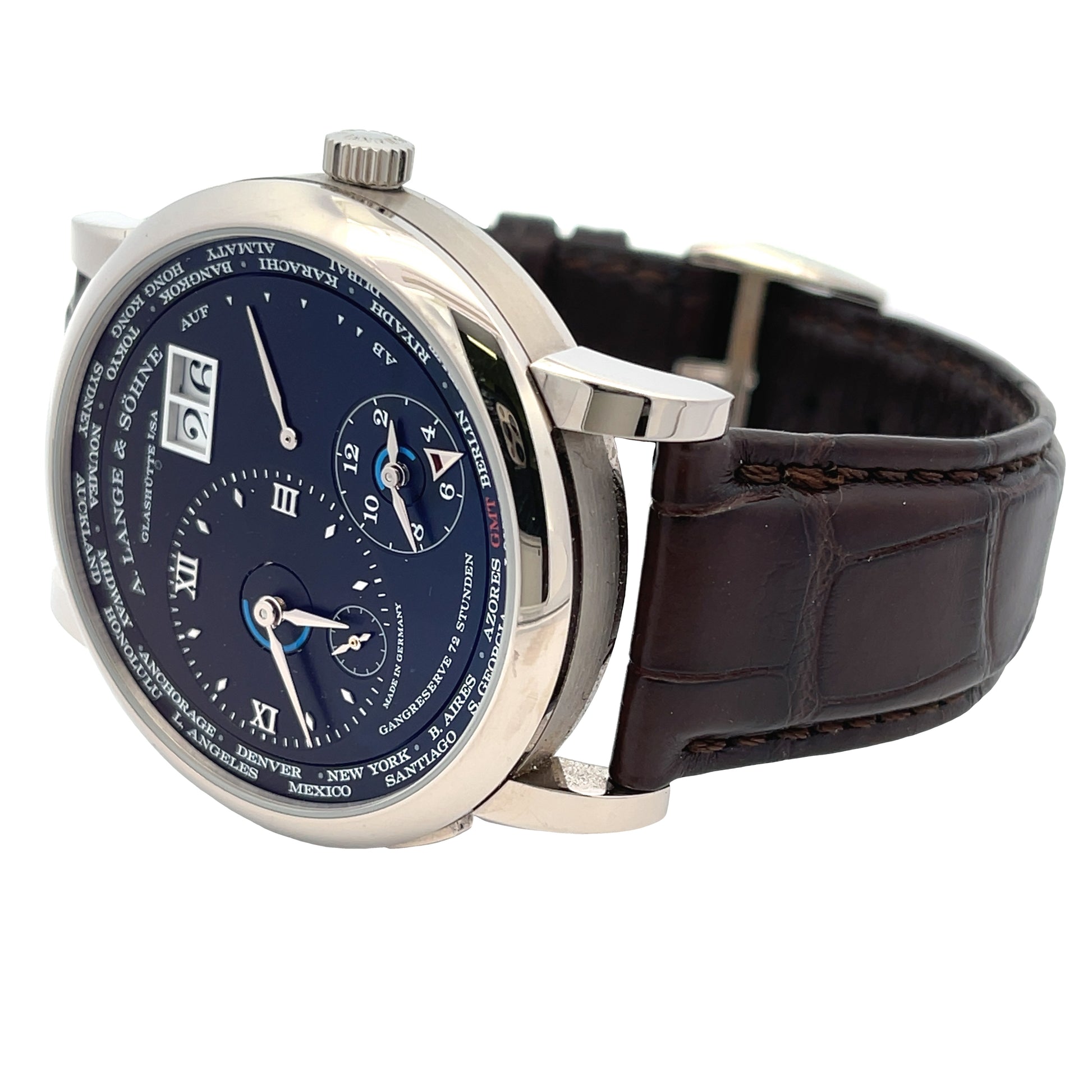 A. Lange & Sohne Lange 1 Time Zone White Gold 136.029 - Beverly Hills Watch Company