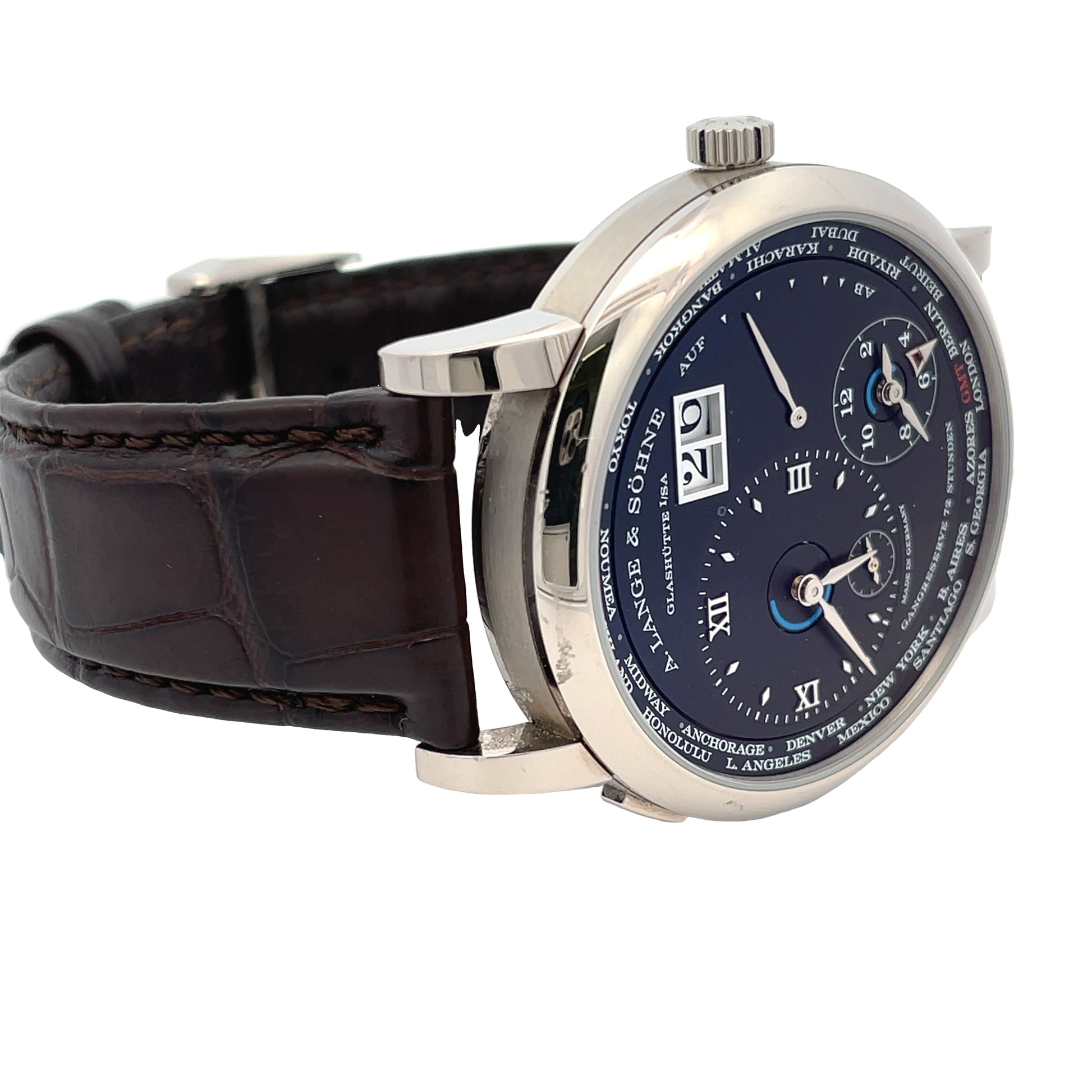 A. Lange & Sohne Lange 1 Time Zone White Gold 136.029 - Beverly Hills Watch Company