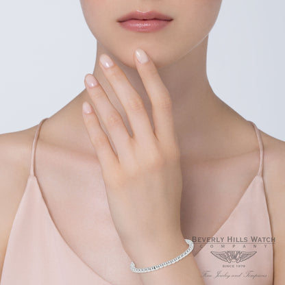 Naira & C 18k White Gold Stretch Plain Bracelet OM-CS0970/04EL/B F9XJ9K - Beverly Hills Jewelry Company