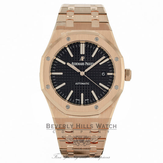 Audemars Piguet Royal Oak 41MM Automatic 18k Rose Gold Black Dial 15400OR.OO.1220OR.01 K5UQCV - Beverly Hills Watch