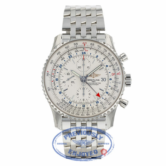 Breitling Navitimer World Stainless Steel Silver Dial A2432212/G571 - Beverly Hills Watch