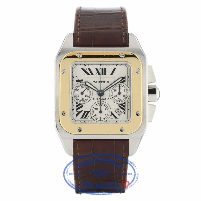 Cartier Santos 100 18kt Yellow Gold and Steel Chronograph XL W20091X7 - Beverly Hills Watch