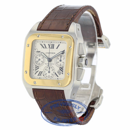 Cartier Santos 100 18kt Yellow Gold and Steel Chronograph XL W20091X7 - Beverly Hills Watch