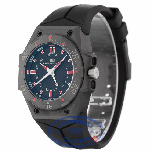 Linde Werdelin Hard Black III GMT 44MM Black Stainless Steel DLC Black Dial Red Markings HB.III-GMT - Beverly Hills Watch