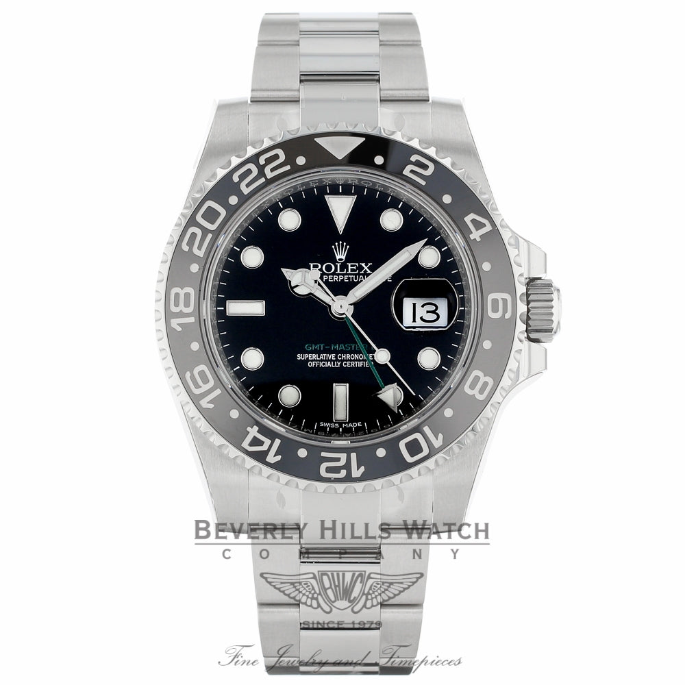 Rolex GMT Master II 40mm Stainless Steel Black Dial Black Ceramic Bezel 116710 2W9VEY - Beverly Hills Watch