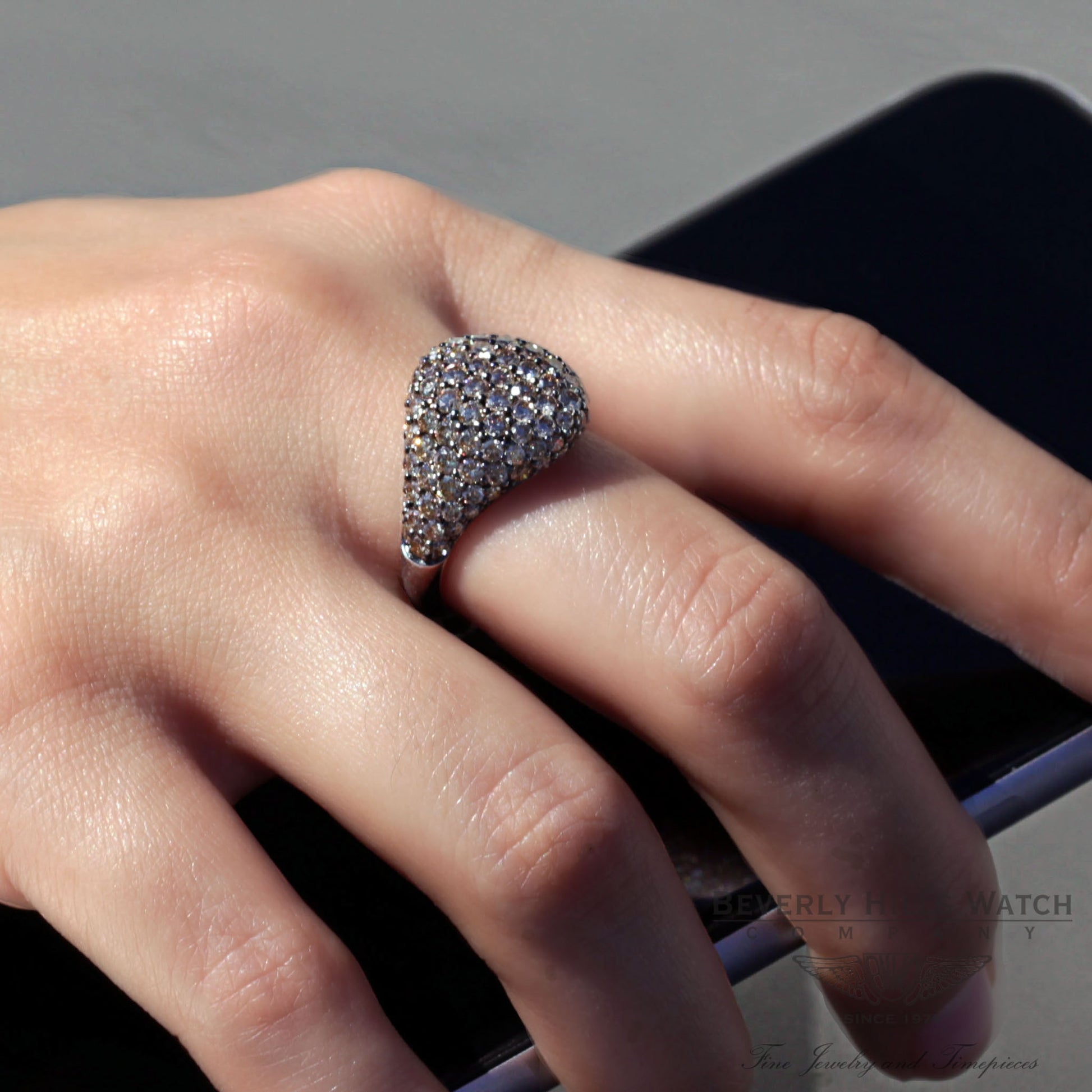 Pave Pinky Chocolate Diamond White Gold Ring by Naira & C FGHBWH - Beverly Hills Watch