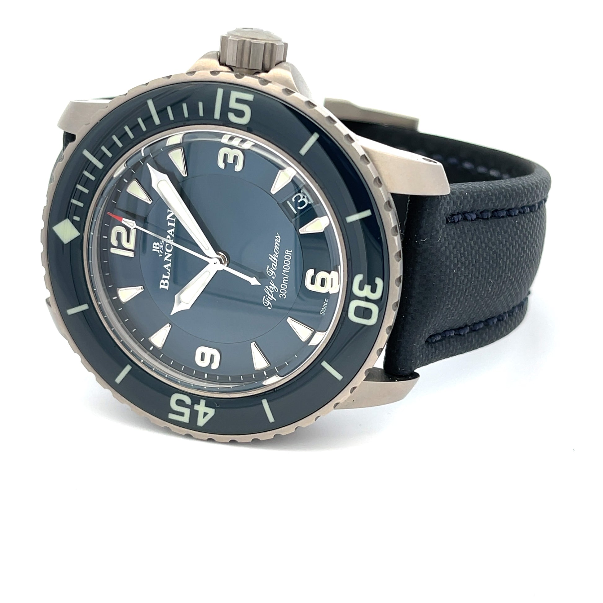 Blancpain Fifty Fathoms 45mm Titanium Blue Dial 5015-12b40-o52a - Beverly Hills Watch Company