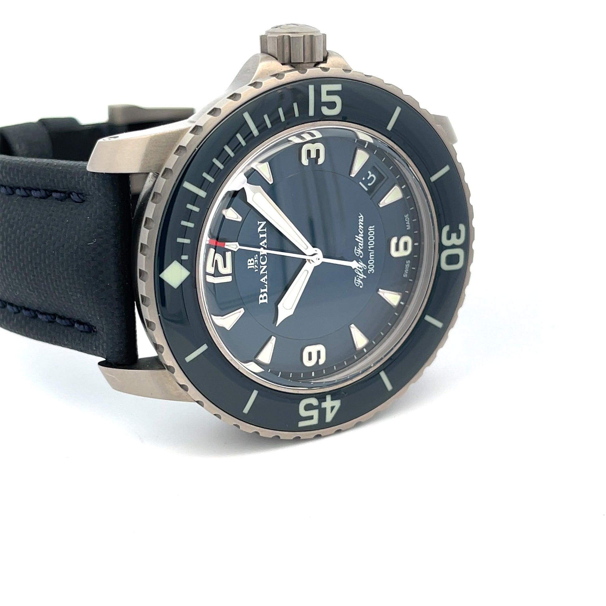 Blancpain Fifty Fathoms 45mm Titanium Blue Dial 5015-12b40-o52a - Beverly Hills Watch Company
