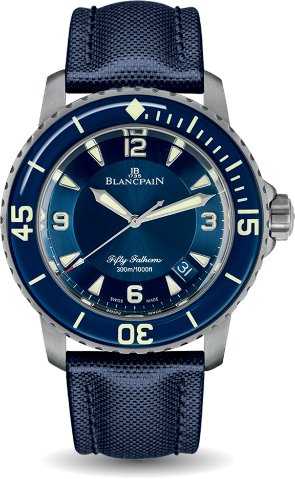 Blancpain Fifty Fathoms 45mm Titanium Blue Dial 5015-12b40-o52a - Beverly Hills Watch Company