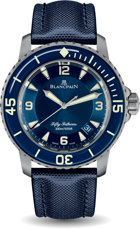 Blancpain Fifty Fathoms 45mm Titanium Blue Dial 5015-12b40-o52a - Beverly Hills Watch Company
