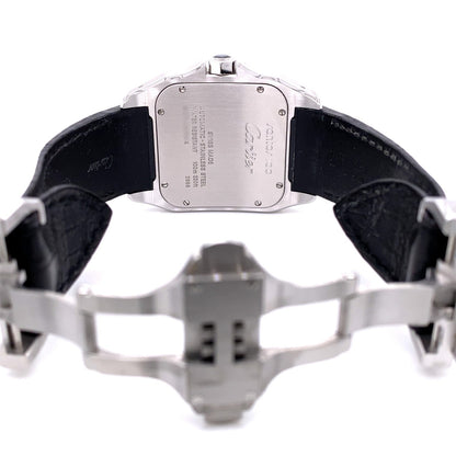 Cartier Santos 100 Large Stainless Steel Leather Strap W20073X8 MV1P1J - Beverly Hills Watch Company