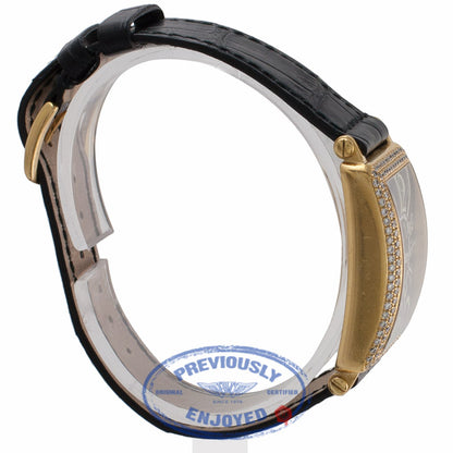 Franck Muller 18k Yellow Gold Long Island Ladies Diamond Bezel Black Dial 900QZD UCRAJ7 - Beverly Hills Watch Company Watch Store