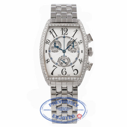 Franck Muller Curvex Chronograph 18k White Gold Diamond Stainless Steel Bracelet 2852 CC QZ D 269NHA - Beverly Hills Watch Store