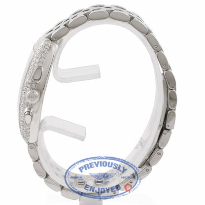 Franck Muller Curvex Chronograph 18k White Gold Diamond Stainless Steel Bracelet 2852 CC QZ D 269NHA - Beverly Hills Watch Store