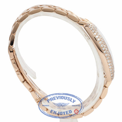 Franck Muller Cintree Curvex 18k Rose Gold Silver Dial Diamond Bezel 1752QZD YCBLSY - Beverly Hills Watch Company Watch Store