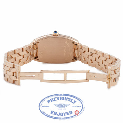 Franck Muller Cintree Curvex 18k Rose Gold Silver Dial Diamond Bezel 1752QZD YCBLSY - Beverly Hills Watch Company Watch Store