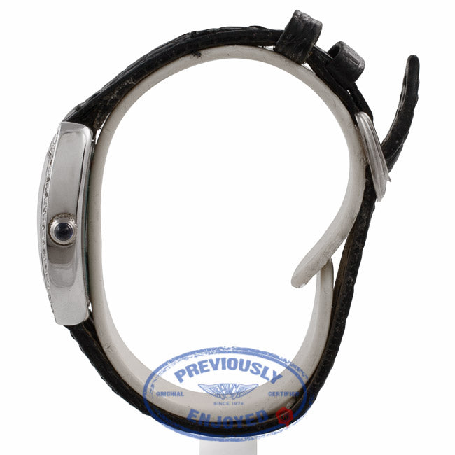 Franck Muller Cintree Curvex 21MM 18k White Gold Silver Dial Diamond Bezel Black Strap 2251 QZ DP WGE X3VPT1 - Beverly Hills Watch Company Watch Store