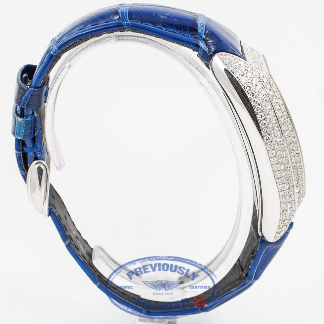Franck Muller Conquistador White Gold Diamond Case Blue Dial Watch 80055SCD Beverly Hills Watch Company Watch Store