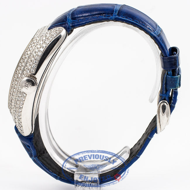 Franck Muller Conquistador White Gold Diamond Case Blue Dial Watch 80055SCD Beverly Hills Watch Company Watch Store