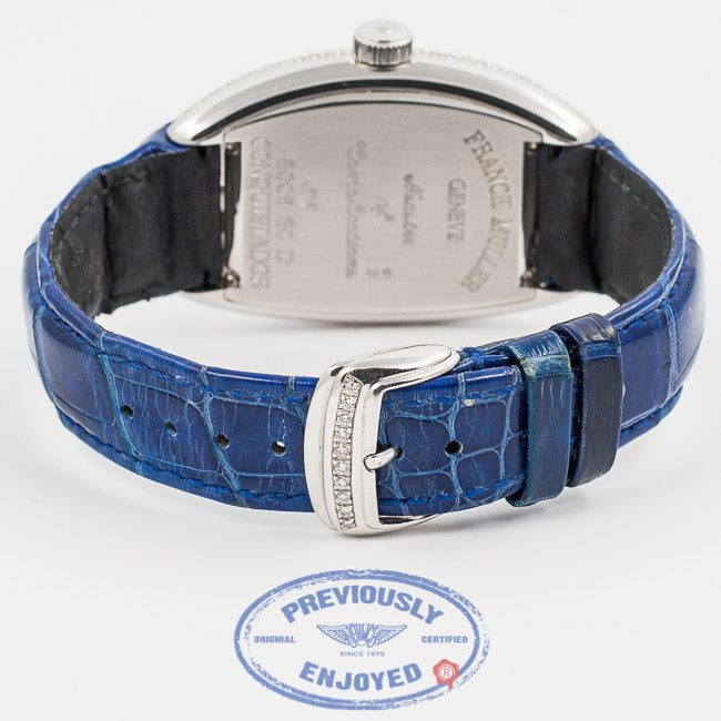 Franck Muller Conquistador White Gold Diamond Case Blue Dial Watch 80055SCD Beverly Hills Watch Company Watch Store