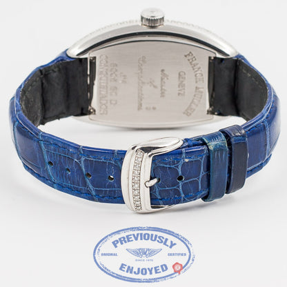 Franck Muller Conquistador White Gold Diamond Case Blue Dial Watch 80055SCD Beverly Hills Watch Company Watch Store