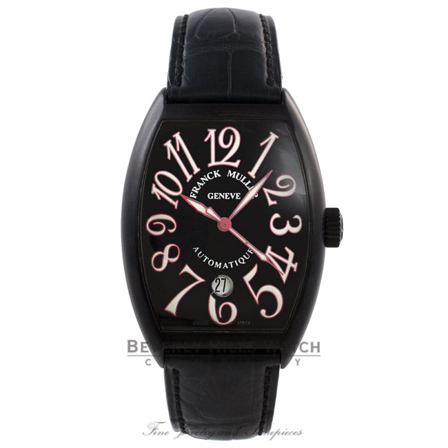 Franck Muller Curvex Casablanca Black PVD Case Black Dial Alligator Strap 7851 SC DT NR RT8VJH - Beverly Hills Watch Company Watch Store