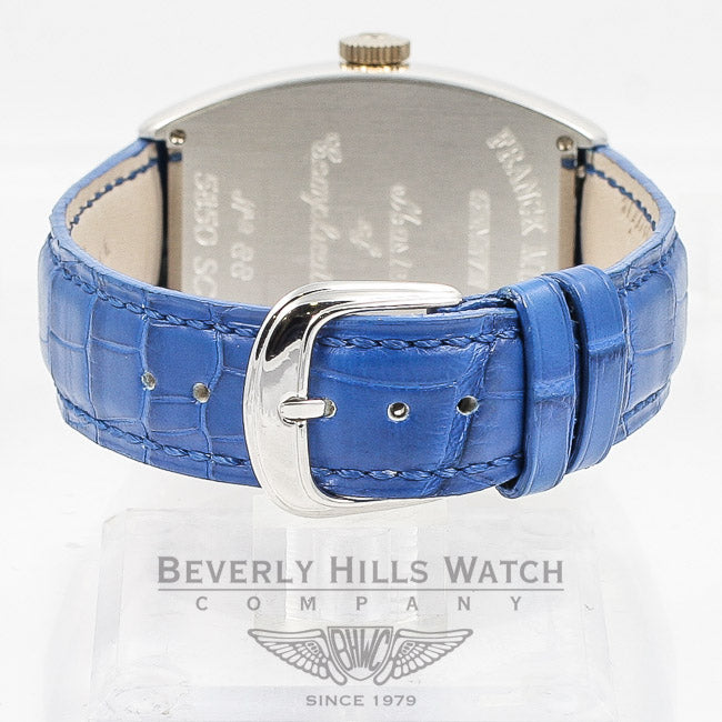 Franck Muller Curvex White Gold Blue Dial Watch 5850 SC