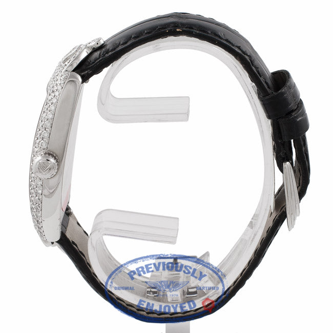 Franck Muller Ladies Curvex 18K White Gold Pink Dial Diamond Case and Bezel 7502QZDPOP 6LVF3Q - Beverly Hills Watch Store