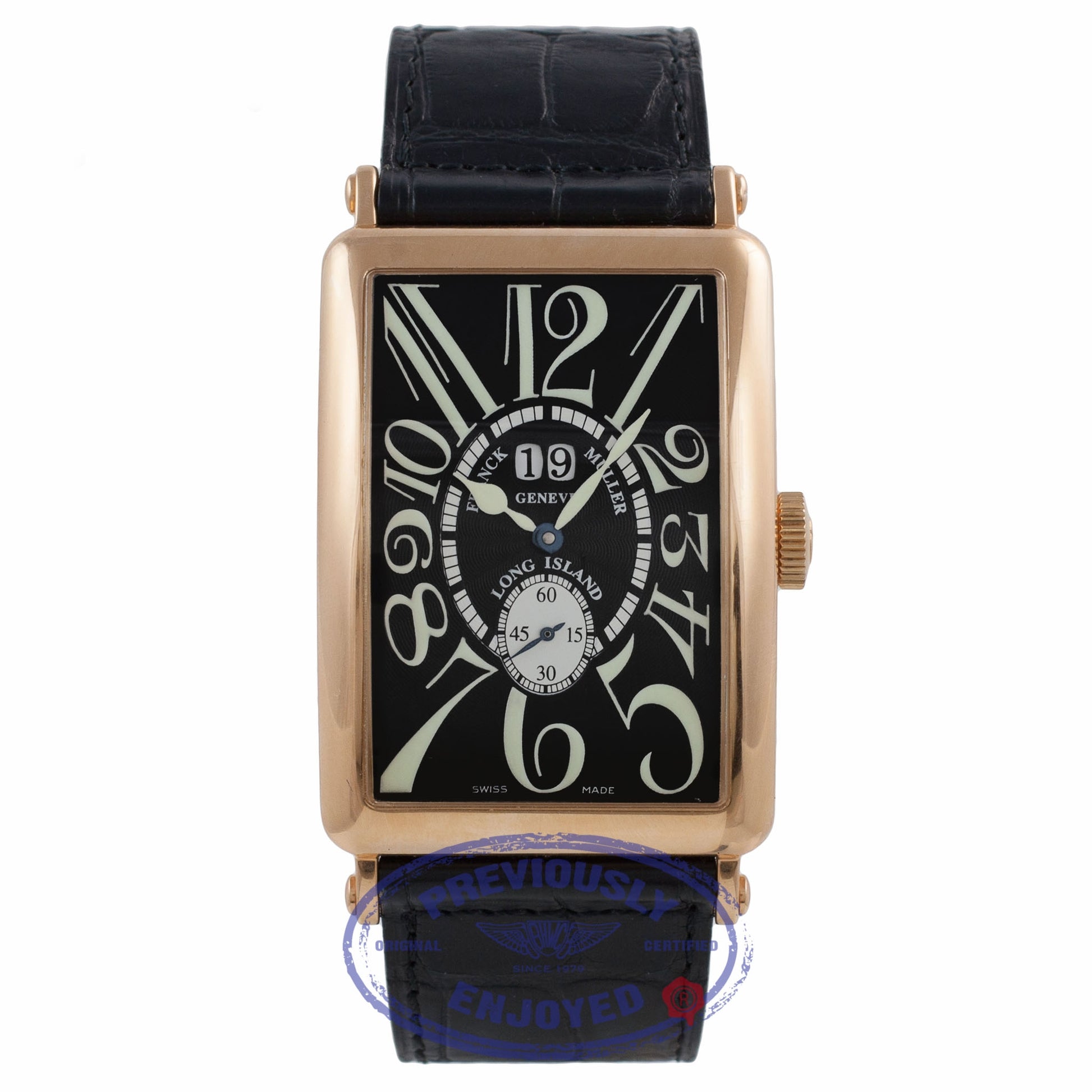 Franck Muller Long Island Grand Date 18k Rose Gold Black Dial 1200 S6 GG 22WFTY - Beverly Hills Watch Company Watch Store