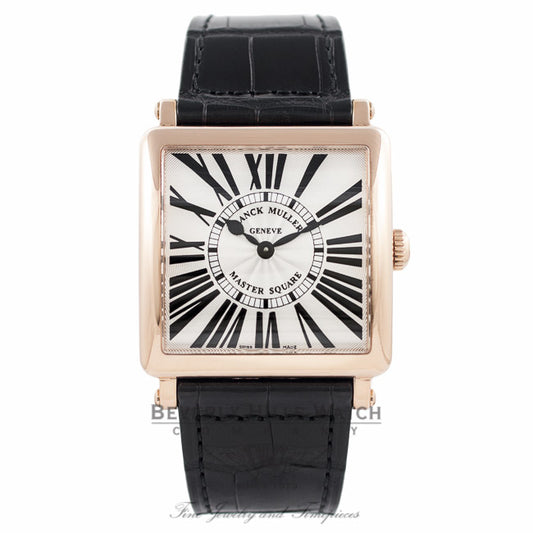 Franck Muller Master Square Quartz Ladies 18k Rose Gold Silver Dial 6002 M QZ R - UN55X5 - Beverly Hills Watch Company Watch Store