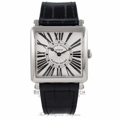 Franck Muller Master Square Quartz Stainless Steel Silver Dial Black Alligator Strap 6002 M QZ R - S5WH4K - Beverly Hills Watch Company Watch Store