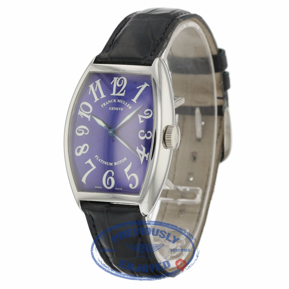 Franck Muller Tonneau Platinum Case Blue Guilloche Dial 5850SC