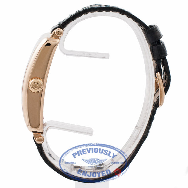 Franck Muller Long Island 18k Rose Gold Silver Dial Black Alligator Strap 1002QZ CPWNA6