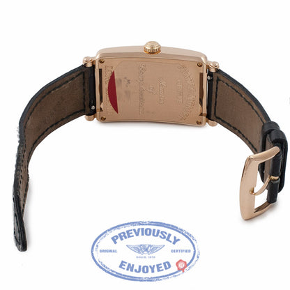 Franck Muller Long Island 18k Rose Gold Silver Dial Black Alligator Strap 1002QZ CPWNA6