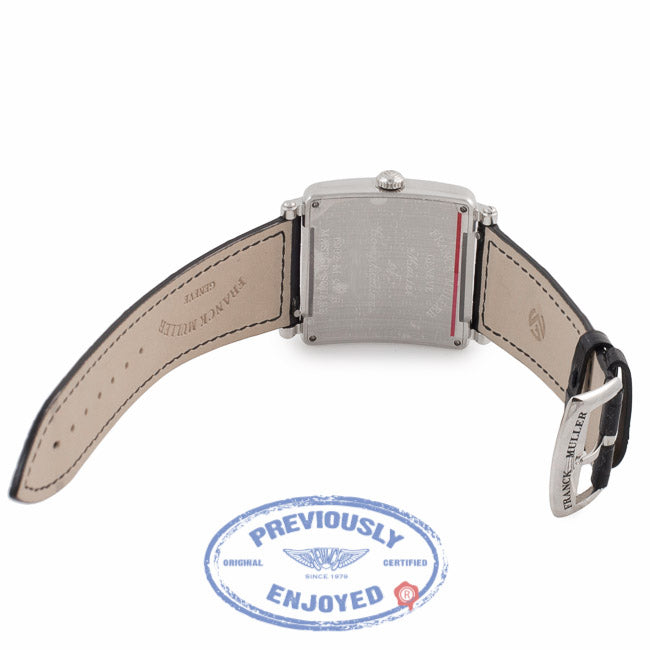 Franck Muller Master Square Medium Stainless Steel Diamond Bezel Black Alligator Strap 6002 M QZ D ARDE3W - Beverly Hills Watch Company Watch Store